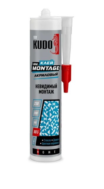 Клей акриловый для невидимого монтажа прозрачный KUDO HOME inv. Montage КВК-320 280 мл
