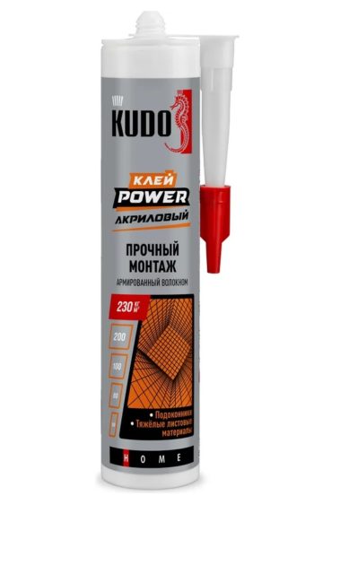 Клей акриловый армированный волокном белый KUDO HOME Power КВК-351 280 мл