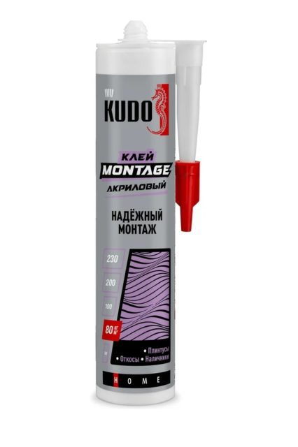 Клей акриловый для надежного монтажа белый KUDO HOME Montage КВК-321 280 мл